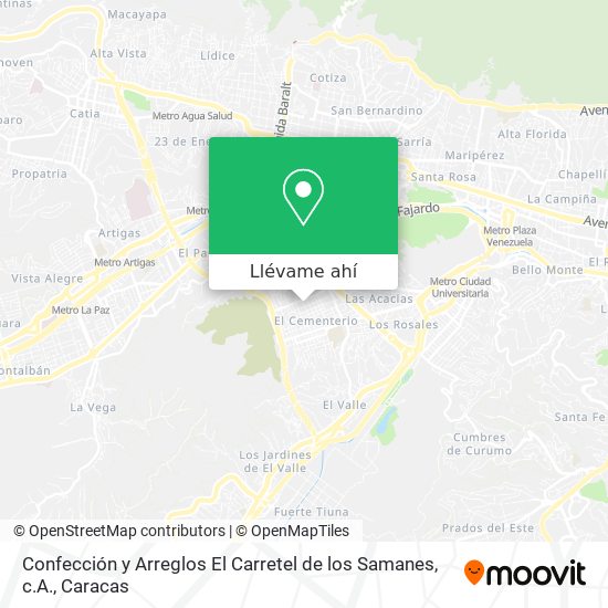 Mapa de Confección y Arreglos El Carretel de los Samanes, c.A.