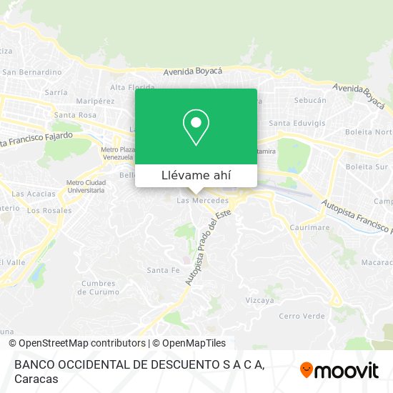 Mapa de BANCO OCCIDENTAL DE DESCUENTO S A C A