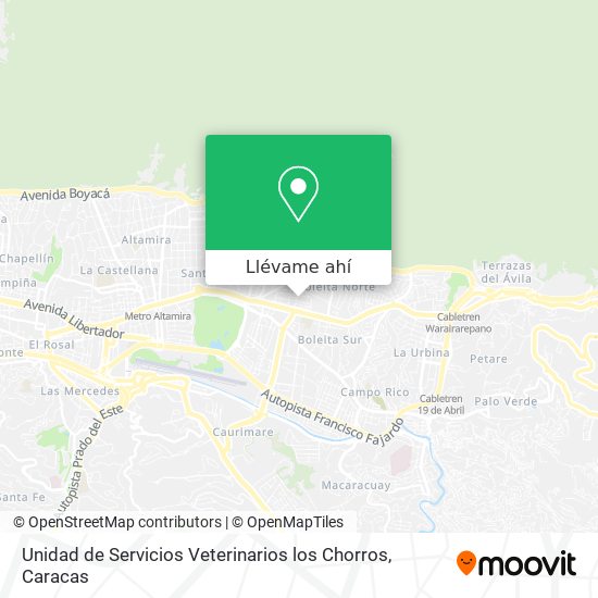 Mapa de Unidad de Servicios Veterinarios los Chorros