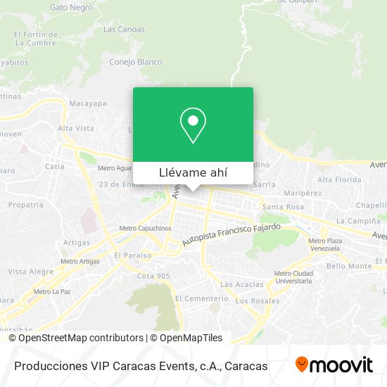 Mapa de Producciones VIP Caracas Events, c.A.