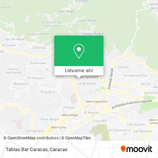 Mapa de Tablas Bar Caracas