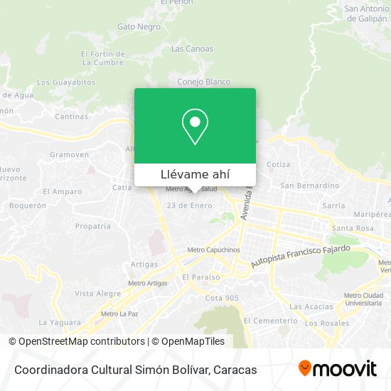 Mapa de Coordinadora Cultural Simón Bolívar