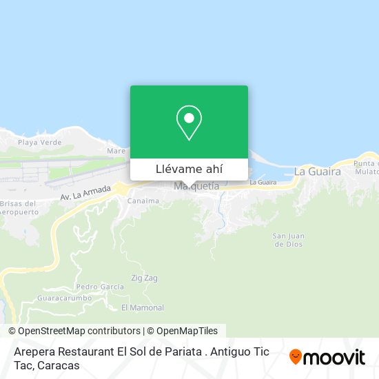 Mapa de Arepera Restaurant El Sol de Pariata . Antiguo Tic Tac