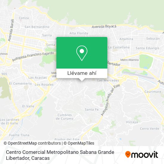 Mapa de Centro Comercial Metropolitano Sabana Grande Libertador
