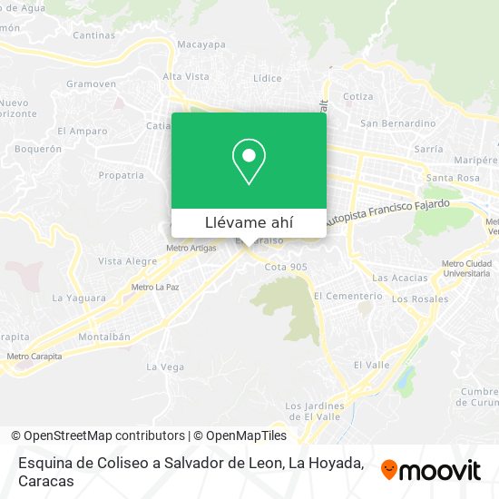 Mapa de Esquina de Coliseo a Salvador de Leon, La Hoyada