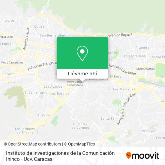 Mapa de Instituto de Investigaciones de la Comunicación Ininco - Ucv