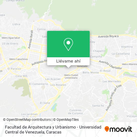Mapa de Facultad de Arquitectura y Urbanismo - Universidad Central de Venezuela