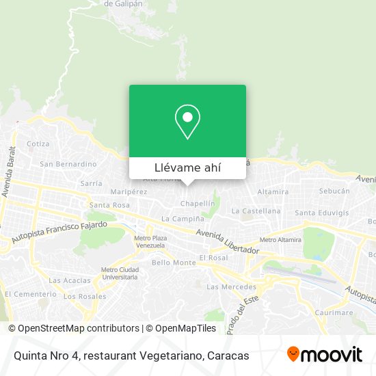 Mapa de Quinta Nro 4, restaurant Vegetariano