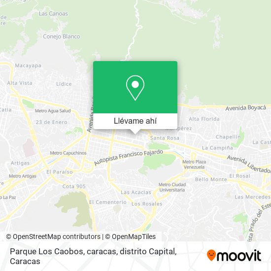 Mapa de Parque Los Caobos, caracas, distrito Capital