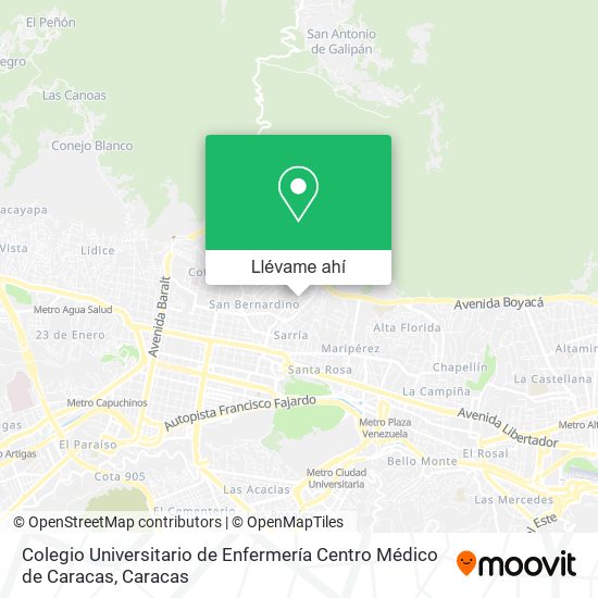 Mapa de Colegio Universitario de Enfermería Centro Médico de Caracas