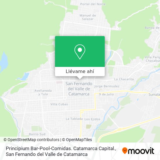 Mapa de Principium Bar-Pool-Comidas. Catamarca Capital.