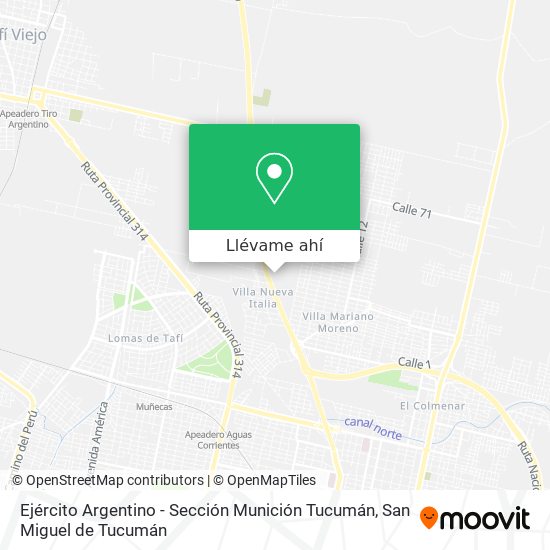Mapa de Ejército Argentino - Sección Munición Tucumán