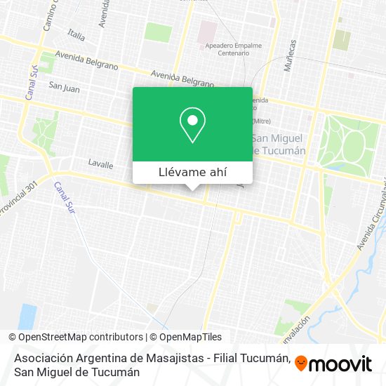 Mapa de Asociación Argentina de Masajistas - Filial Tucumán