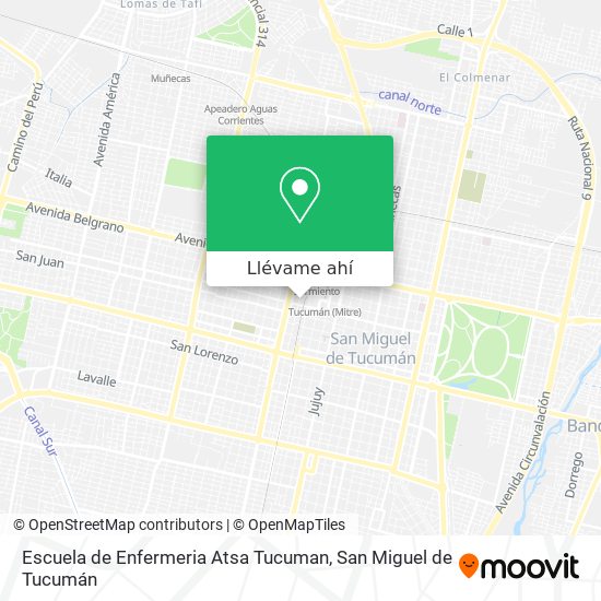 Mapa de Escuela de Enfermeria Atsa Tucuman