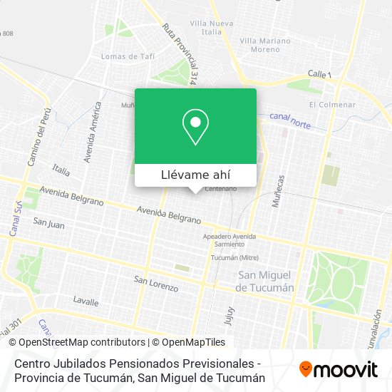Mapa de Centro Jubilados Pensionados Previsionales - Provincia de Tucumán