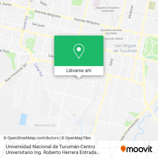 Mapa de Universidad Nacional de Tucumán-Centro Universitario Ing. Roberto Herrera Entrada Secundaria