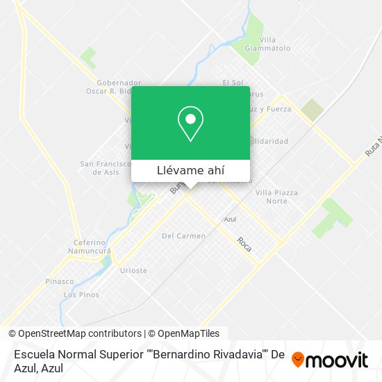 Mapa de Escuela Normal Superior ""Bernardino Rivadavia"" De Azul