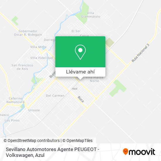Mapa de Sevillano Automotores Agente PEUGEOT - Volkswagen