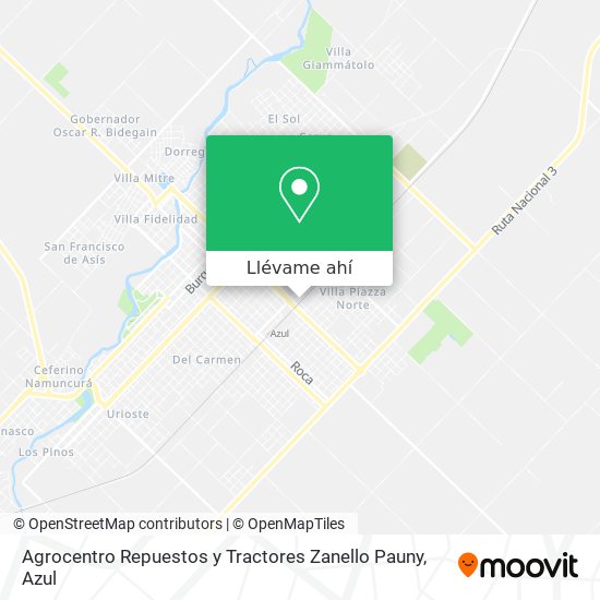 Mapa de Agrocentro Repuestos y Tractores Zanello Pauny