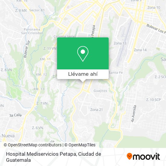 Mapa de Hospital Mediservicios Petapa