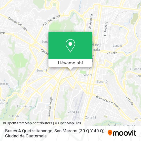 Mapa de Buses A Quetzaltenango, San Marcos (30 Q Y 40 Q)