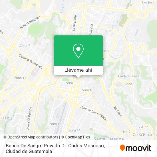Mapa de Banco De Sangre Privado Dr. Carlos Moscoso