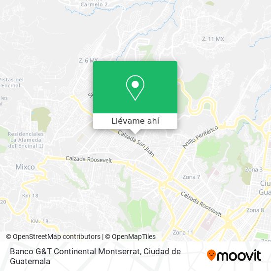 Mapa de Banco G&T Continental Montserrat