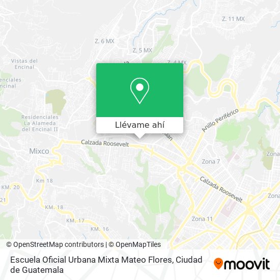 Mapa de Escuela Oficial Urbana Mixta Mateo Flores