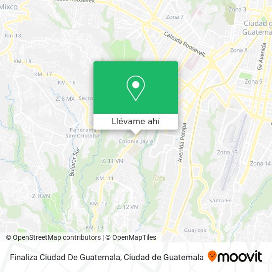 Mapa de Finaliza Ciudad De Guatemala