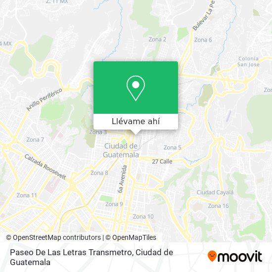 Mapa de Paseo De Las Letras Transmetro