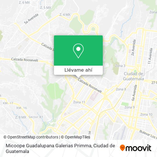 Mapa de Micoope Guadalupana Galerias Primma