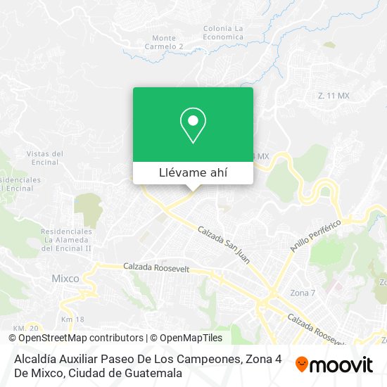 Mapa de Alcaldía Auxiliar Paseo De Los Campeones, Zona 4 De Mixco