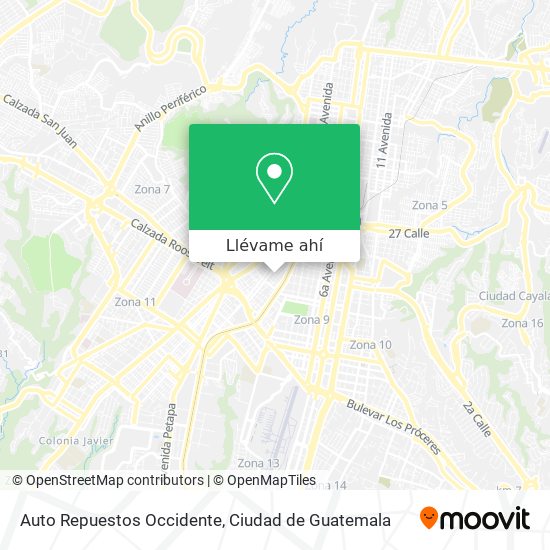 Mapa de Auto Repuestos Occidente