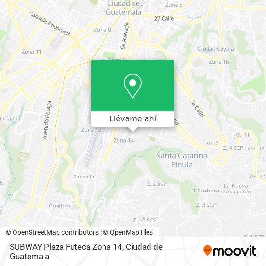 Mapa de SUBWAY Plaza Futeca Zona 14