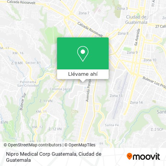 Mapa de Nipro Medical Corp Guatemala