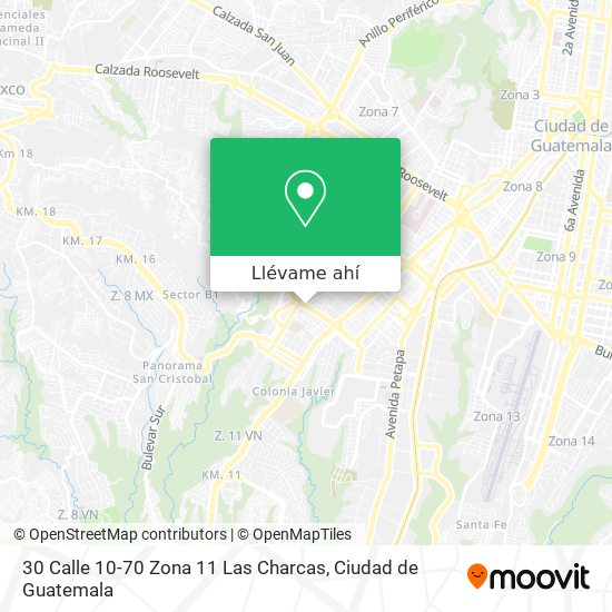 Mapa de 30 Calle 10-70 Zona 11 Las Charcas
