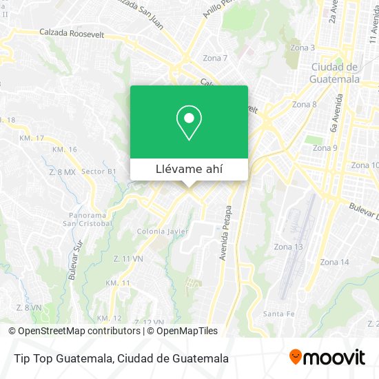 Mapa de Tip Top Guatemala