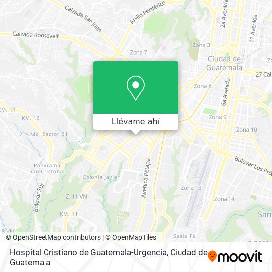 Mapa de Hospital Cristiano de Guatemala-Urgencia