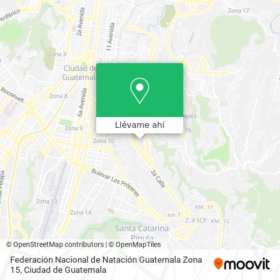 Mapa de Federación Nacional de Natación Guatemala Zona 15