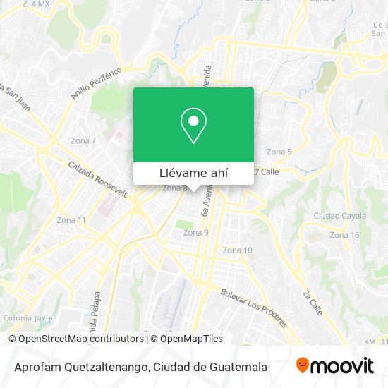 Mapa de Aprofam Quetzaltenango