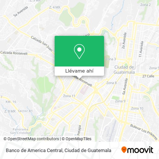 Mapa de Banco de America Central