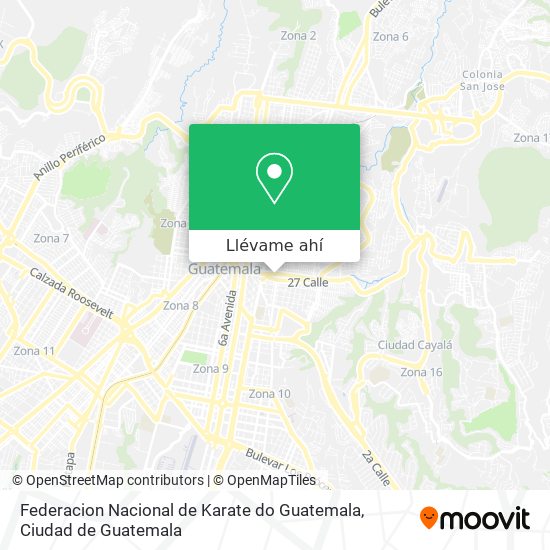 Mapa de Federacion Nacional de Karate do Guatemala