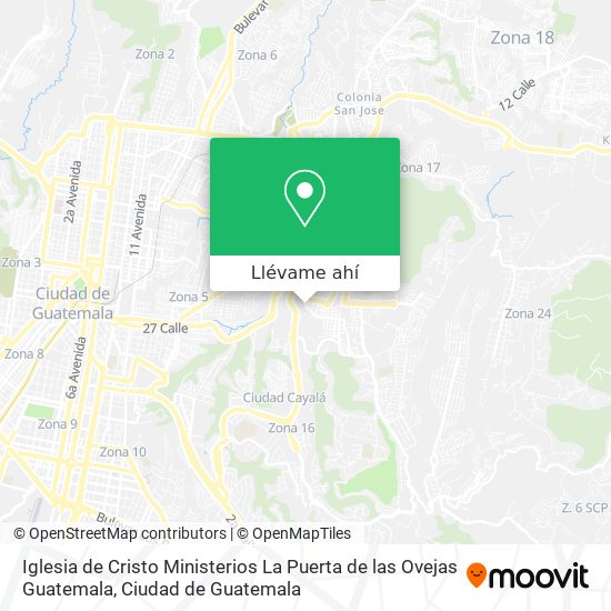 Cómo llegar a Iglesia de Cristo Ministerios La Puerta de las Ovejas  Guatemala en Zona 16 en Autobús?