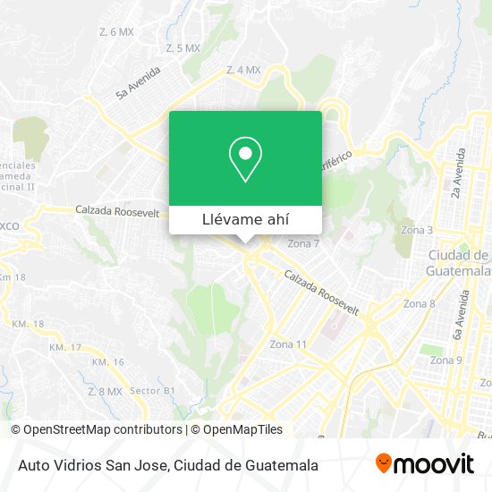 Mapa de Auto Vidrios San Jose