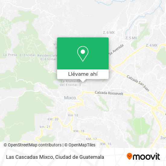 Mapa de Las Cascadas Mixco