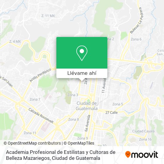 Mapa de Academia Profesional de Estilistas y Cultoras de Belleza Mazariegos