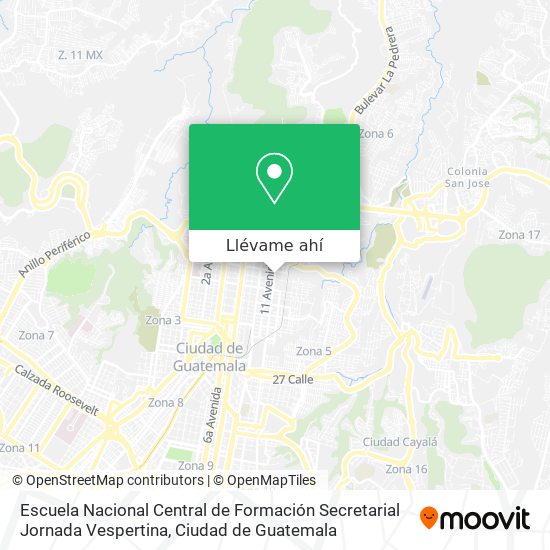 Mapa de Escuela Nacional Central de Formación Secretarial Jornada Vespertina