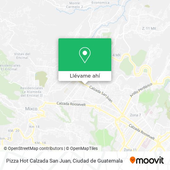 Mapa de Pizza Hot Calzada San Juan