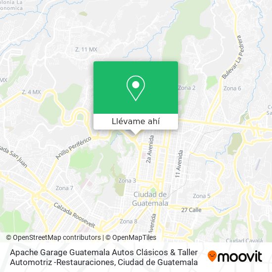 Mapa de Apache Garage Guatemala Autos Clásicos & Taller Automotriz -Restauraciones