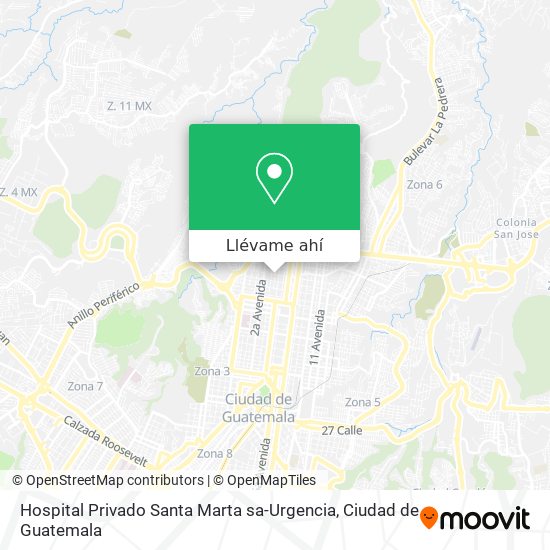 Mapa de Hospital Privado Santa Marta sa-Urgencia